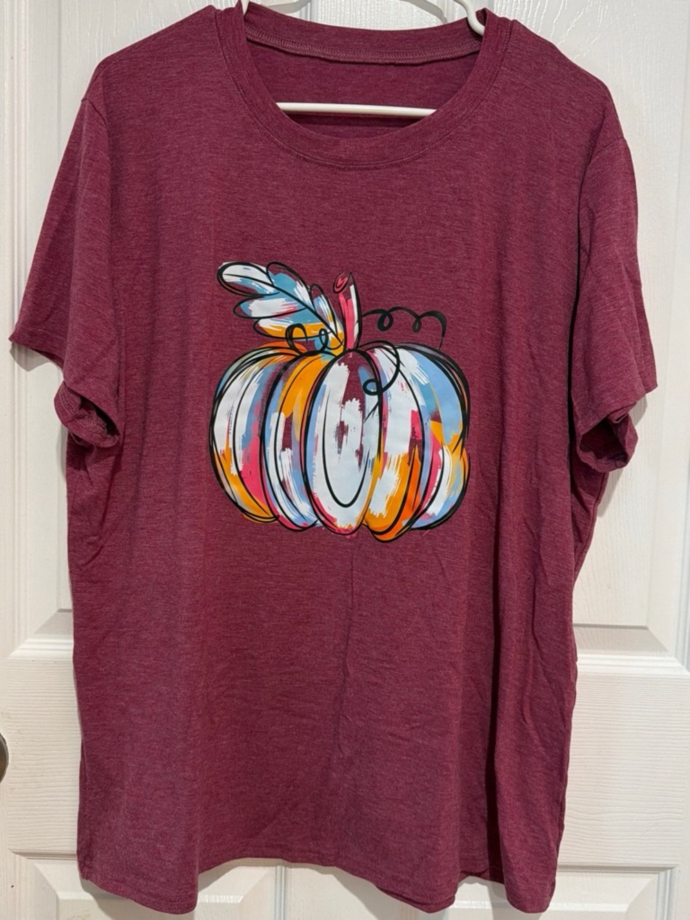 Women's Maroon Short Sleeve Pumpkin Graphic Tee